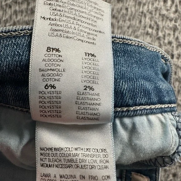 MOTHER Mid-Blue Frayed Hem Ankle Jeans - Picture 14 of 15